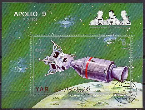 Jemen (Nordjemen), Block Mi-Nr. 102 gest., Apollo 9