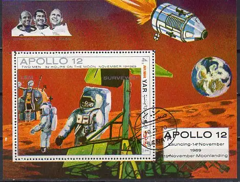 Jemen (Nordjemen), Block Mi-Nr. 129 gest., Apollo 12