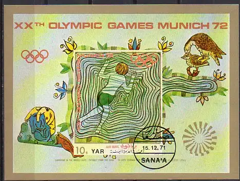Jemen (Nordjemen), Block Mi-Nr. 164 gest., München - Olympische Spiele 1972 