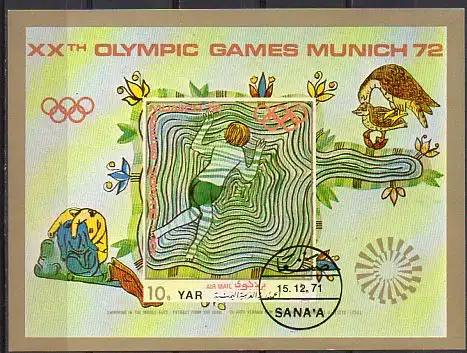 Jemen (Nordjemen), Block Mi-Nr. 164 gest., München - Olympische Spiele 1972