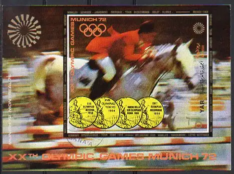 Jemen (Nordjemen), Block Mi-Nr. 176 gest., München - Olympische Spiele 1972 