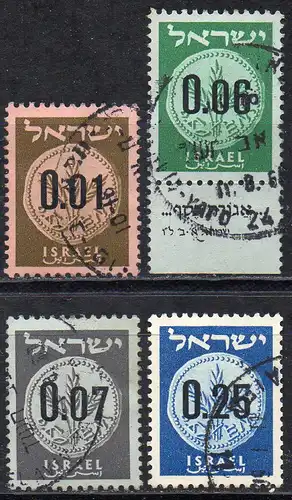 Israel, Mi-Nr. 191, 194, 195 + 199 gest., Münzen