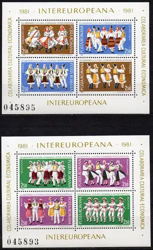 Rumänien, Block Mi-Nr. 178 + 179 **, INTEREUROPA 1981