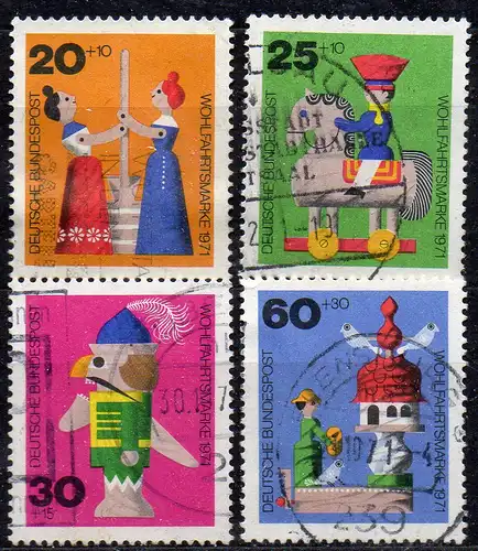 BRD, Mi-Nr. 705 - 708 gest., kompl., Wohlfahrt 1971 - Altes Holzspielzeug