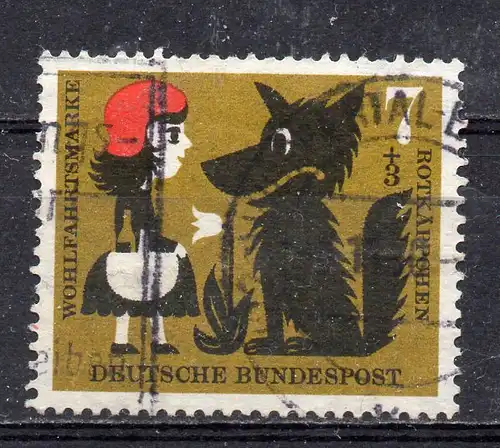 BRD, Mi-Nr. 340 gest., Wohlfahrt 1960, Märchen der Brüder Grimm: Rotkäppchen