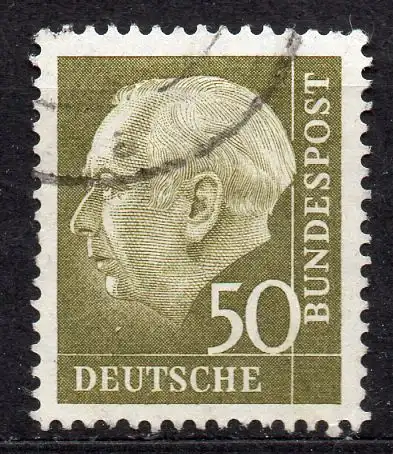 BRD, Mi-Nr. 261 x gest., Bundespräsident Theodor Heuss II