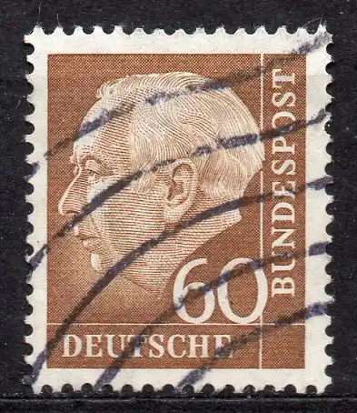 BRD, Mi-Nr. 262 x gest., Bundespräsident Theodor Heuss II