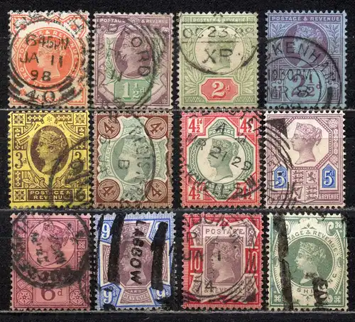 Großbritannien, Mi-Nr. 86 - 97 gest., kompl., 50. Regierungsjubiläum Königin Victoria