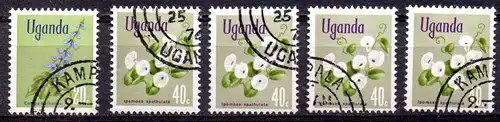 Uganda, Mi-Nr. 108 + 4 x 110 gest., Pflanzen