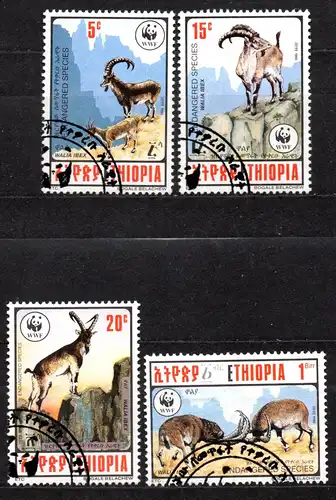 Äthiopien, Mi-Nr. 1385 - 1388 gest., kompl., Abessinischer Steinbock - WWF
