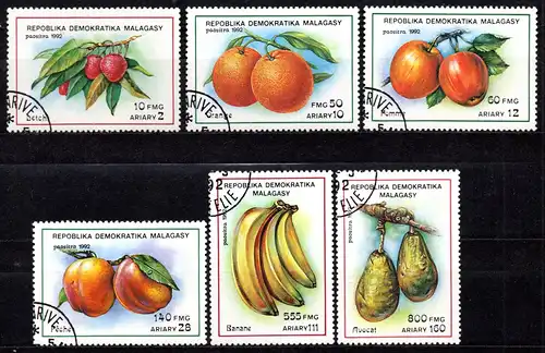 Madagaskar, Mi-Nr. 1359 u. a. gest., Früchte