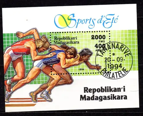 Madagaskar, Block Mi-Nr. 262 gest., Olympische Sportarten - Sprint