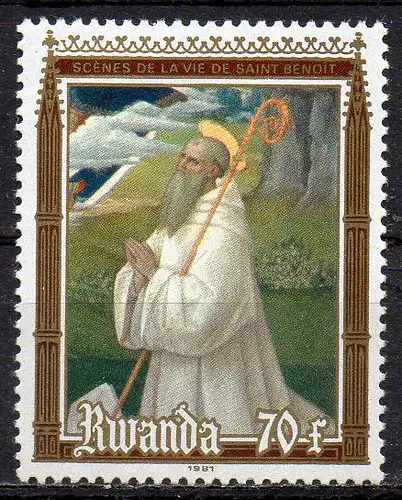 Ruanda, Mi-Nr. 1141 **, 1500. Geburtstag des hl. Benedikt von Nursia