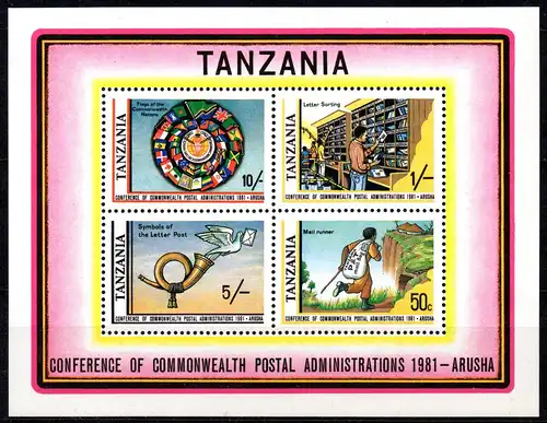 Tansania, Block Mi-Nr. 25 **, Konferenz der Postverwaltungen des Commonwealth