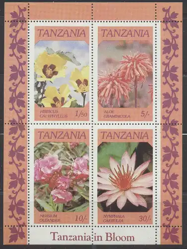 Tansania, Block Mi-Nr. 57 **, Blumen