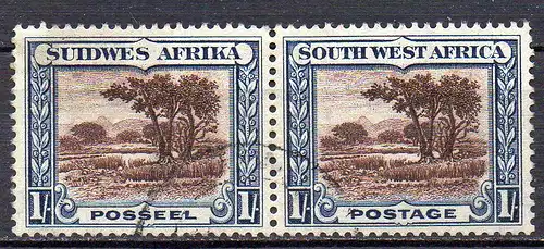 Südwestafrika, Mi-Nr. 153 + 152 gest., waagerechtes Paar, Landesmotive