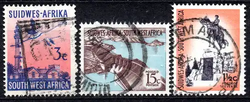Südwestafrika, Mi-Nr. 301, 307 + 313 gest., Landesmotive