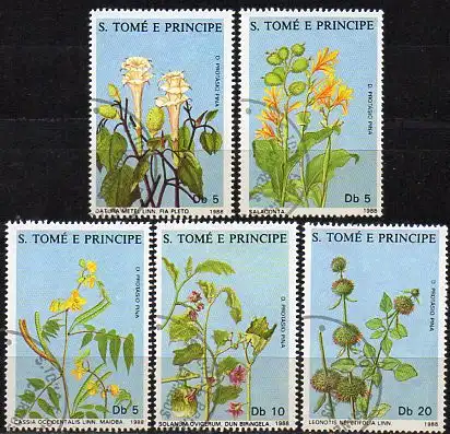 Sao Tomé & Principe, Mi-Nr. 1036 - 1040 gest., kompl., Heilpflanzen