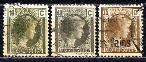 Luxemburg, Mi-Nr. 167, 170 + 189 gest., Großherzogin Charlotte