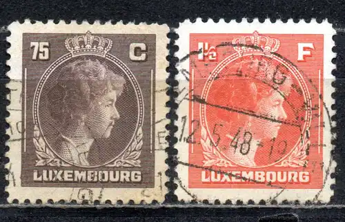 Luxemburg, Mi-Nr. 358 + 361 gest., Großherzogin Charlotte