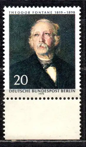 Berlin, Mi-Nr. 353 **, UR, 150. Geburtstag von Theodor Fontane
