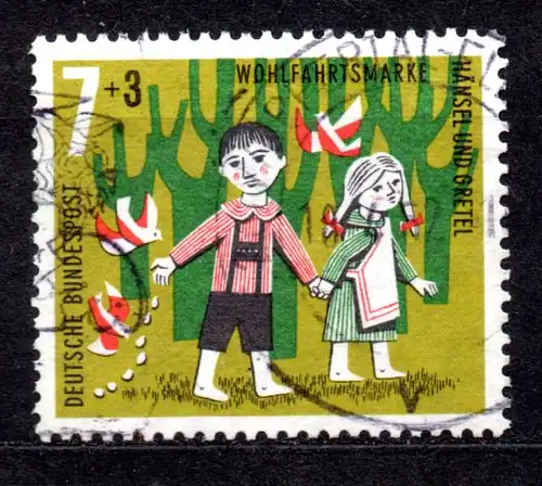 BRD, Mi-Nr. 369 gest., Wohlfahrt 1961, Märchen der Brüder Grimm: Hänsel und Gretel