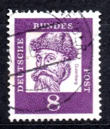 BRD, Mi-Nr. 349 x gest., Bedeutende Deutsche: Johannes Gutenberg
