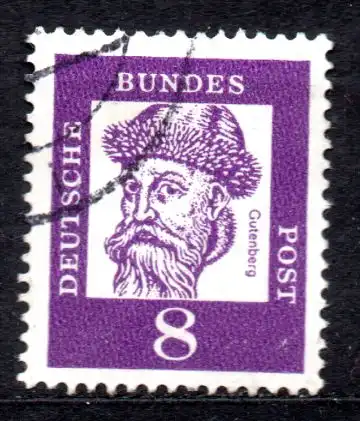 BRD, Mi-Nr. 349 y gest., Bedeutende Deutsche: Johannes Gutenberg