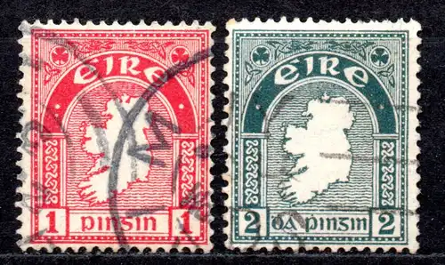 Irland, Mi-Nr. 41 + 43 gest.,Landkarte