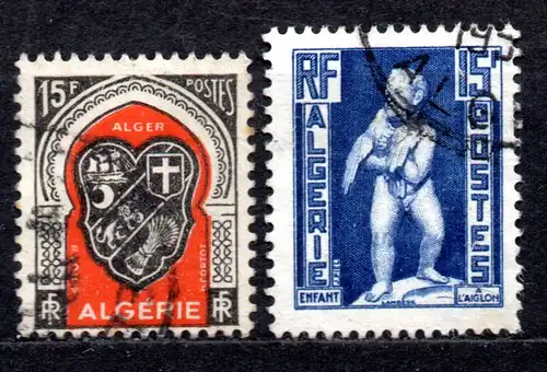 Algerien, Mi-Nr. 276 + 301 gest., Wappen + Landessymbol