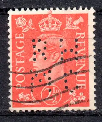 Großbritannien, Mi-Nr. 250 X gest., König George VI. (mit Firmenlochung)
