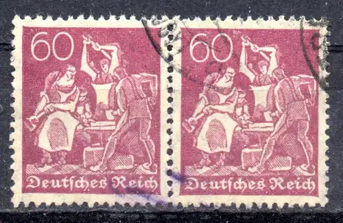 Deutsches Reich, Mi-Nr. 165 gest., waager. Paar, WZ Rauten, Schmied
