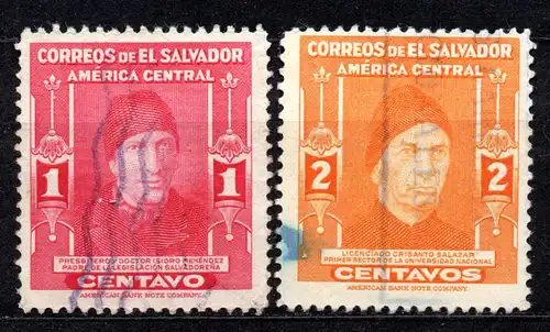 El Salvador, Mi-Nr. 623 + 624 gest., Persönlichkeiten