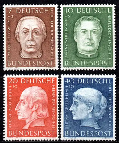 BRD, Mi-Nr. 200 - 203 **, kompl., Wohlfahrt 1954 - Helfer der Menschheit