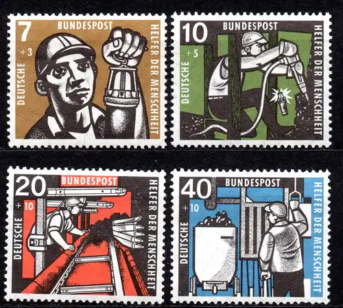 BRD, Mi-Nr. 270 - 273 **, kompl., Wohlfahrt 1957: Kohlebergbau