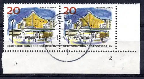 Berlin, Mi-Nr. 256 gest., Eckrand-Paar ur mit Form-Nummer 2, Das neue Berlin