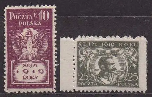 Polen, Mi-Nr. 123 + 126 *, Eröffnung des polnischen Parlaments