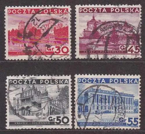 Polen, Mi-Nr. 306, 307, 308 + 309 gest., Sehenswürdigkeiten