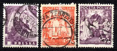 Polen, Mi-Nr. 330, 331 + 335 gest., Gebietsrückgliederung + 20 Jahre Republik Polen