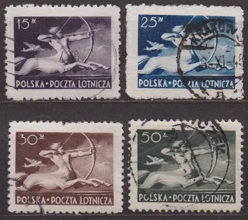 Polen, Mi-Nr. 479, 480, 481 + 482 gest., Zentaur