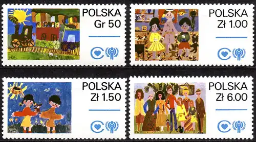 Polen, Mi-Nr. 2603 - 2606 **, kompl., Intern. Jahr des Kindes - Kinderzeichnungen