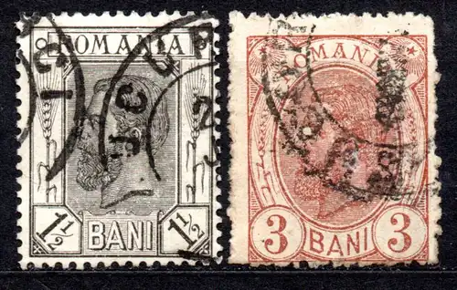 Rumänien, Mi-Nr. 100 Y + 101 Y gest., König Karl I.