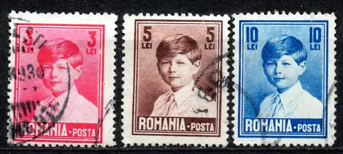 Rumänien, Mi-Nr. 325, 326 + 328 gest., König Michael I.