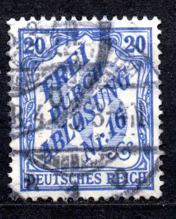 Deutsches Reich, Dienstmarke Mi-Nr. 13 gest., Zähldienstmarken für Baden
