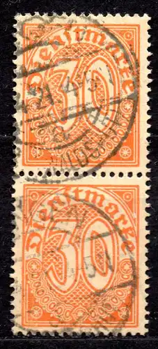 Deutsches Reich, Dienstmarke Mi-Nr. 27 gest., senkrechtes Paar, Dienstmarken für alle Länder