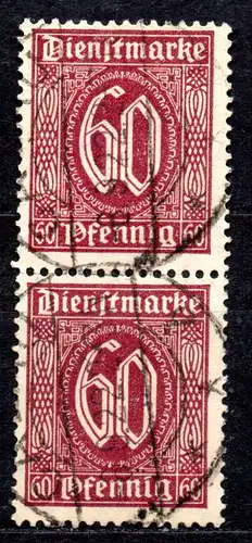 Deutsches Reich, Dienstmarke Mi-Nr. 66 gest., senkrechtes Paar