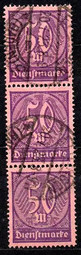 Deutsches Reich, Dienstmarke Mi-Nr. 73 gest., senkrechter 3´er Streifen