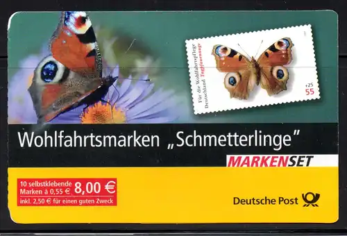 BRD, Markenheftchen MH Mi-Nr. 60 Ersttagsstempel, Wohlfahrt 2005: Schmetterlinge