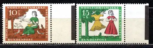 BRD, Mi-Nr. 485 + 486 **, Rand rechts mit Farbrandstreifen, Wohlfahrt 1967: Aschenputtel