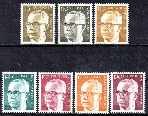 Berlin, Mi-Nr. 427 - 433 **, kompl., Bundespräsident Gustav Heinemann